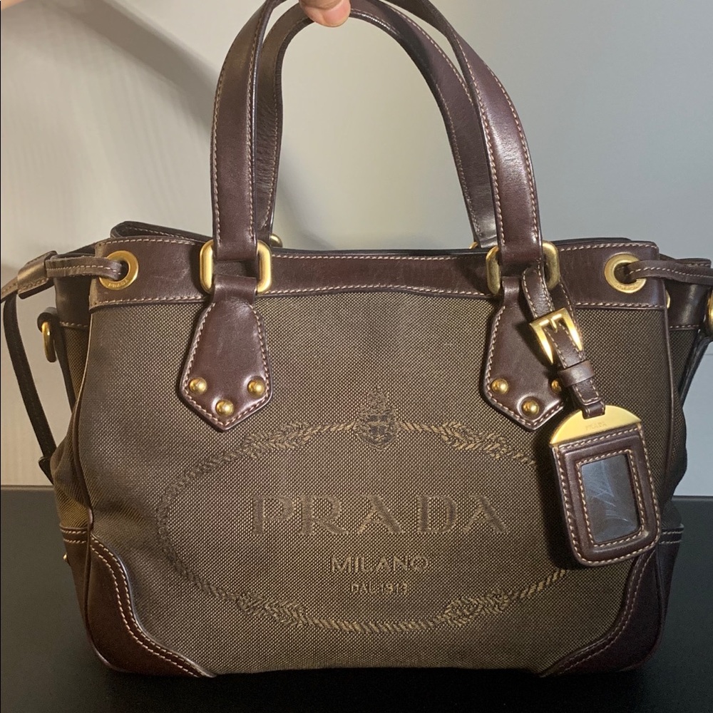 Prada Canvas with Leather trim Handbag